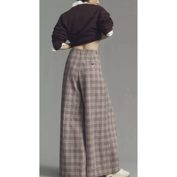 Maeve Pants - Maeve Anthropologie The Avery Pleated Plaid Wide Leg Pants Sz 8 Preppy Academia